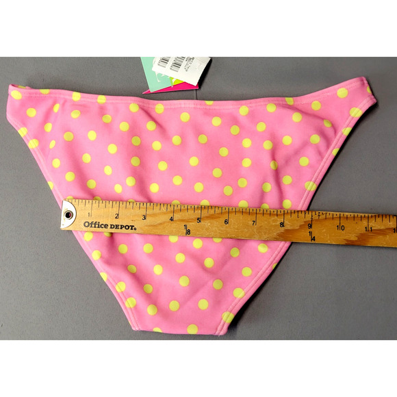 Agua Doce Polka Dot Full Bikini Bottom Swimsuit Womens M Beachwear Pink Yellow - Picture 8 of 10